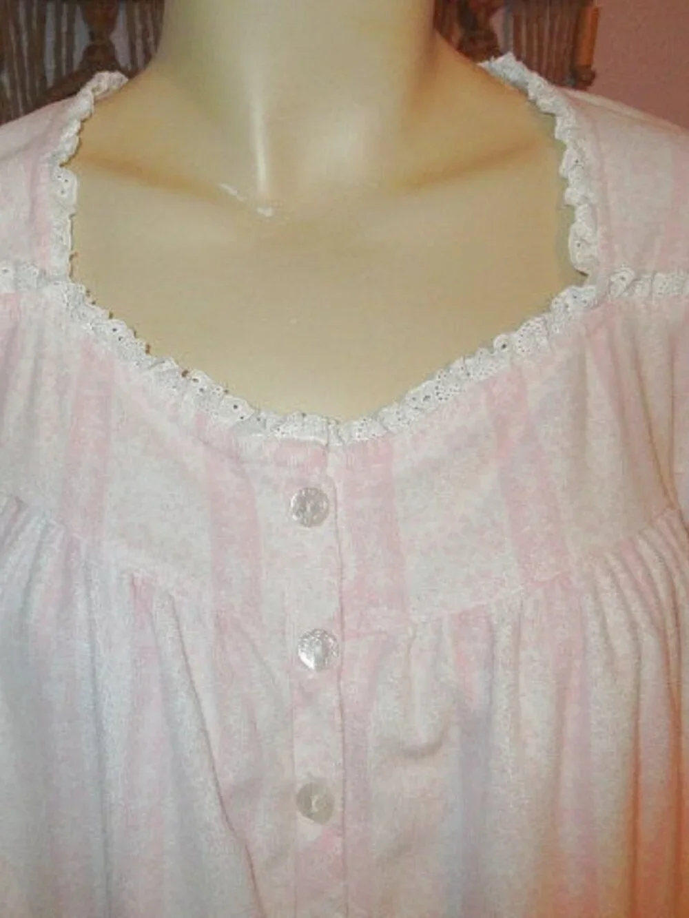 Lanz of Salzburg Micro Fleece Nightgown Size 1X Eyelet Ballet Grannycore Prairie